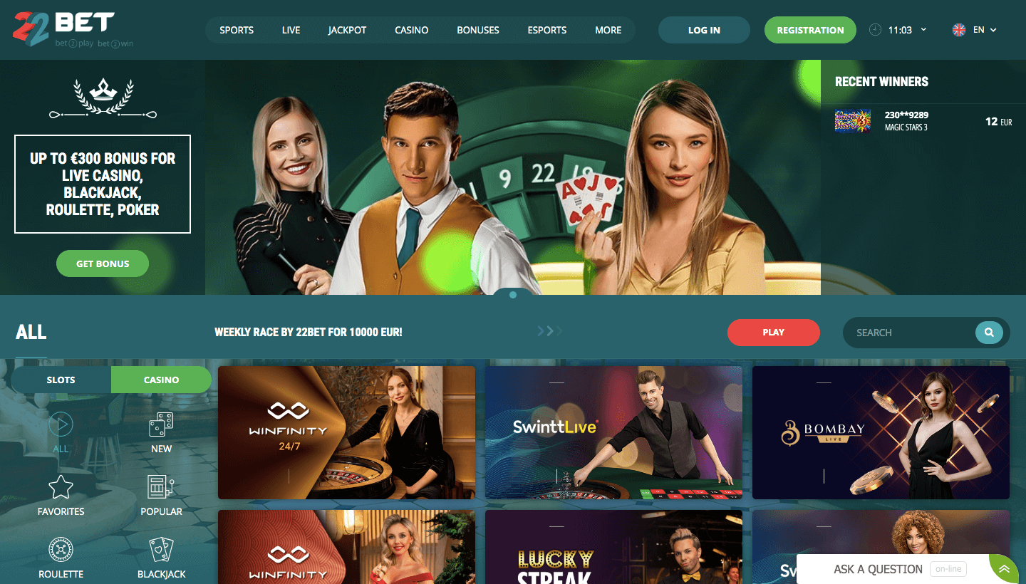 Đánh giá 22BET Casino