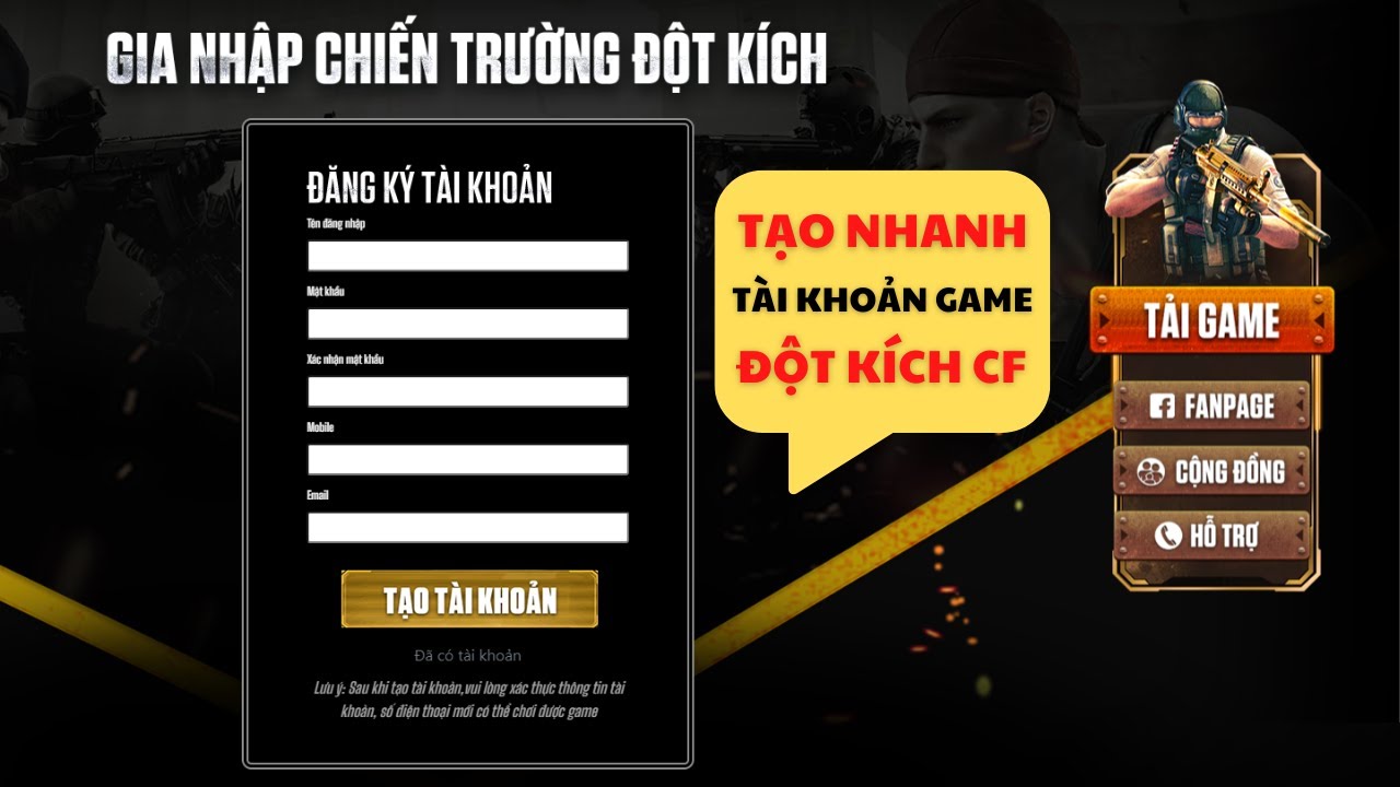 Hướng Dẫn Cách Đăng Ký Tài Khoản Game Đột Kích Mới Nhất