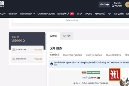 Nạp tiền và rút tiền tại m88 m thể thao nhanh không